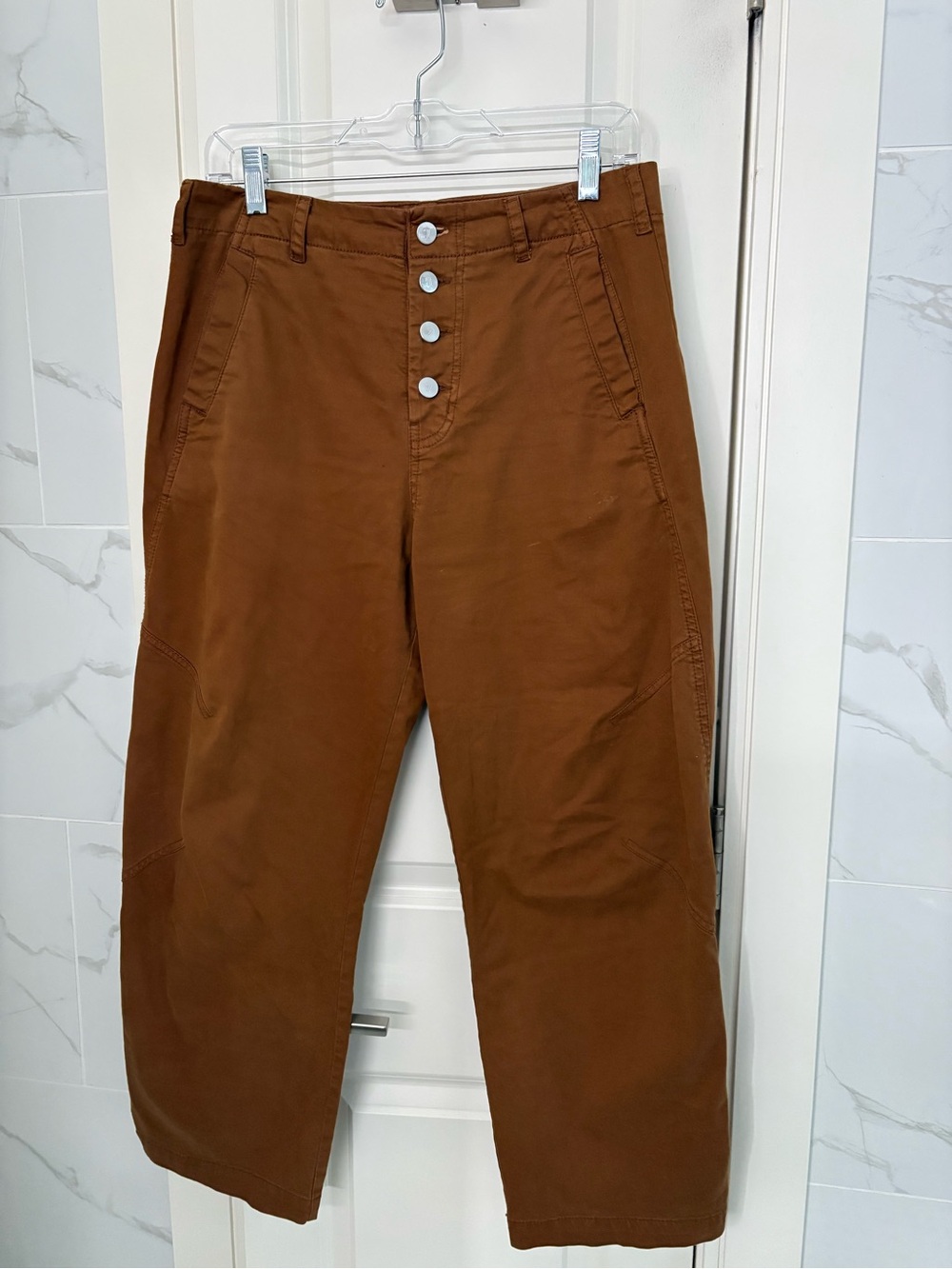 Pilcro High-Rise Brown Button-Front Pants